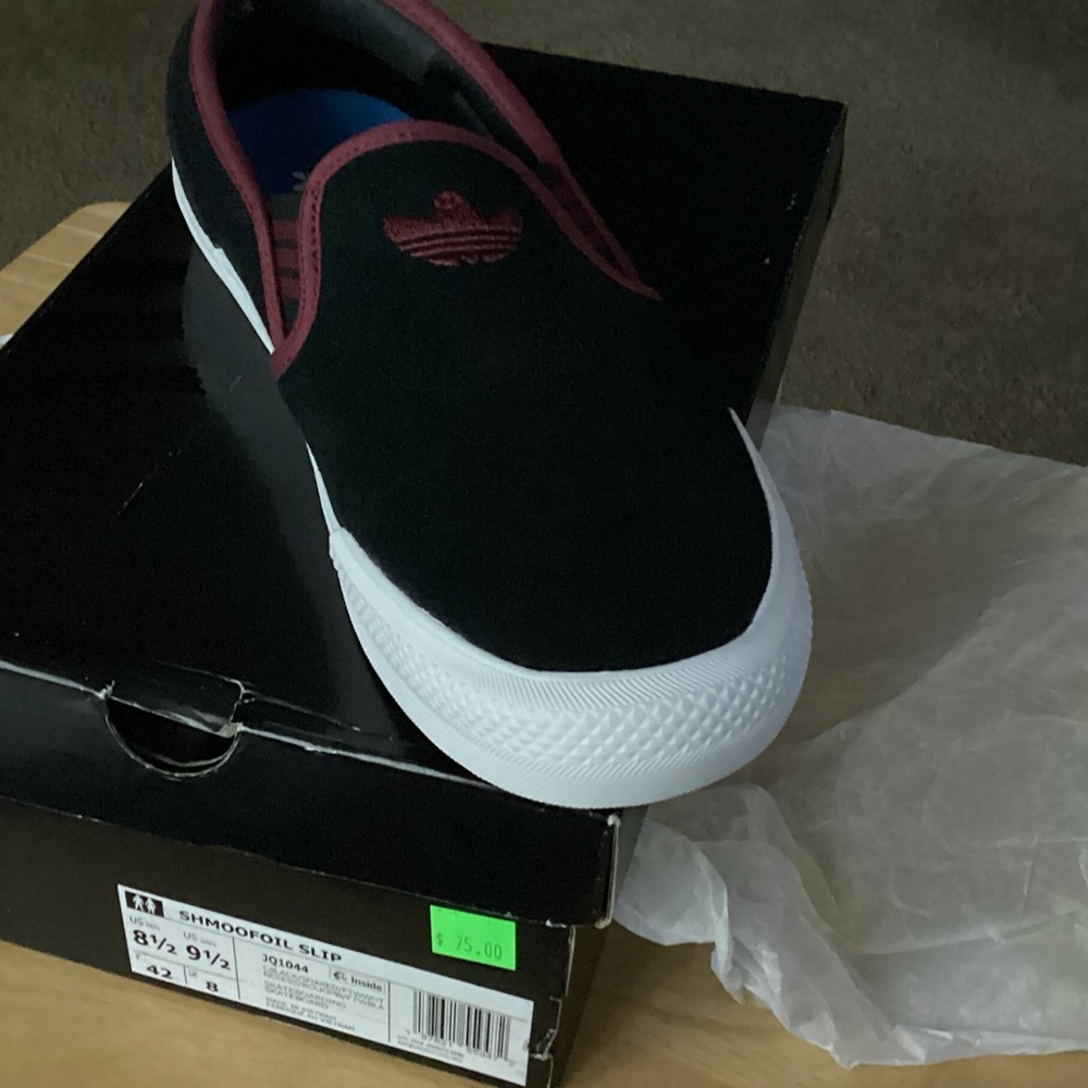 Adidas Kids Slip-On Sneakers - Black and Burgundy